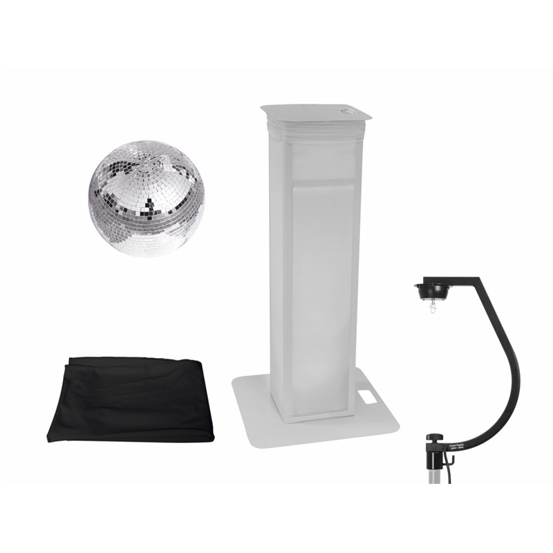 Spejlkugle Sæt  30 Cm  Med Stander   Sort Hvidt Cover
