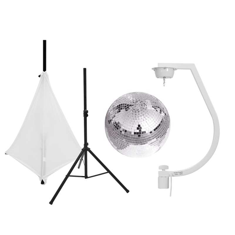 Spejlkugle Sæt  30 Cm  Med Stativ   Hvidt Cover