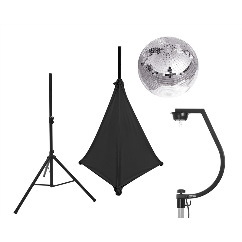Spejlkugle Sæt  30 Cm  Med Stativ   Sort Cover