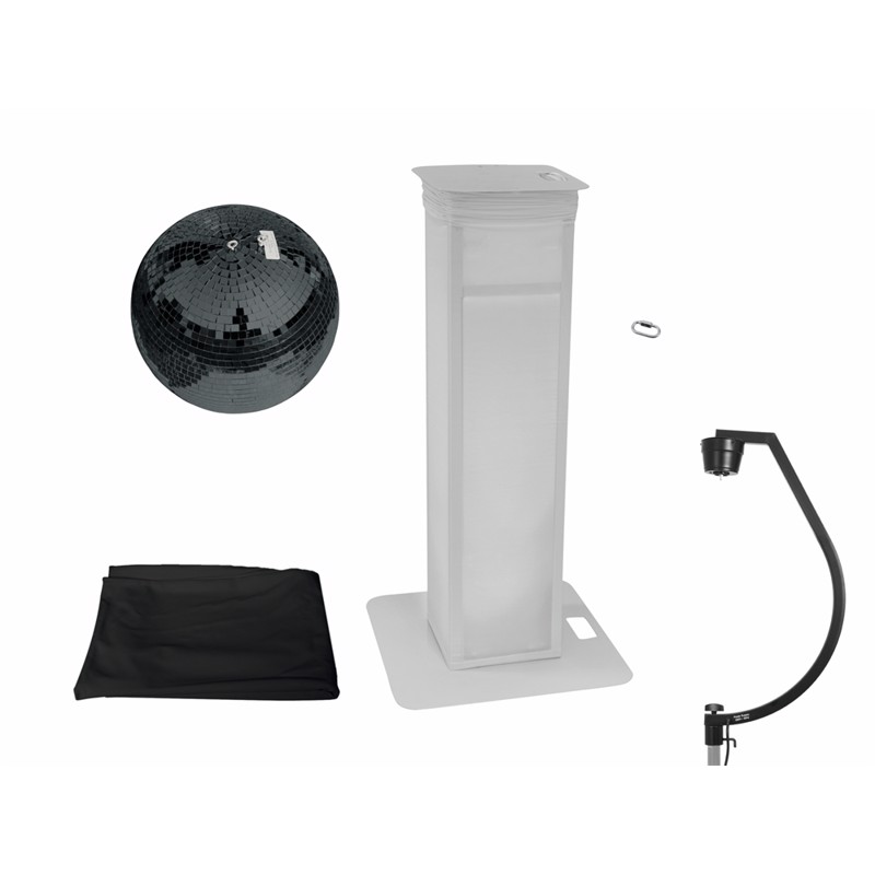 Spejlkugle Sæt  50 Cm  Sort  Med Stander   Sort Hvidt Cover