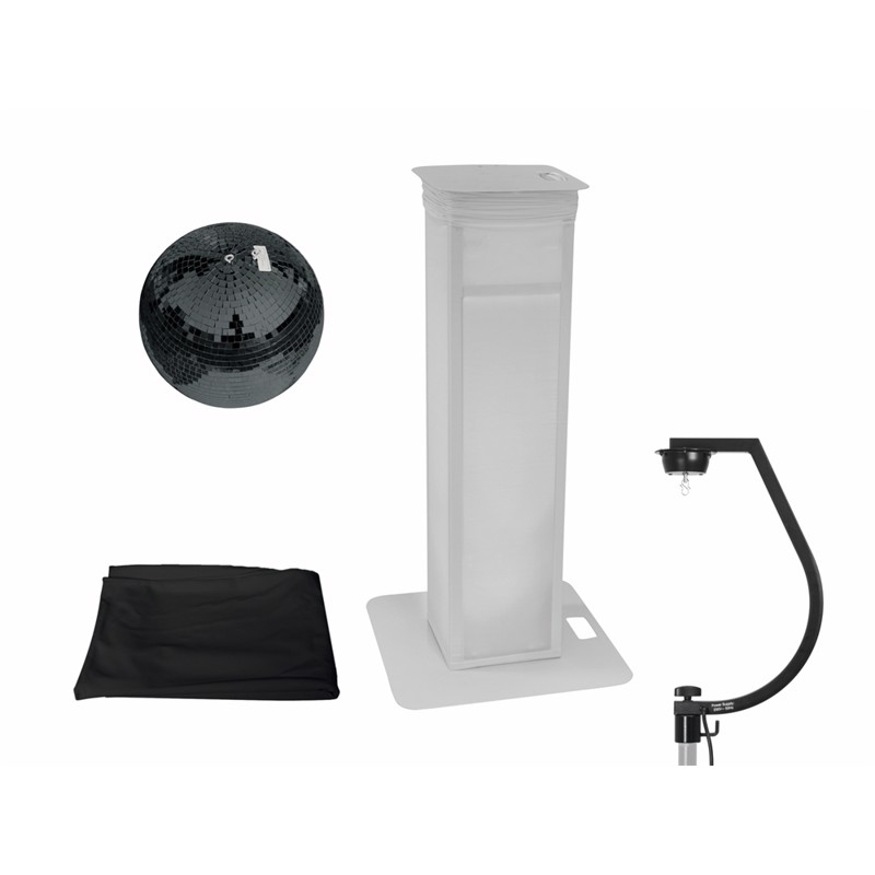 Spejlkugle Sæt  30 Cm  Sort  Med Stander   Sort Hvidt Cover