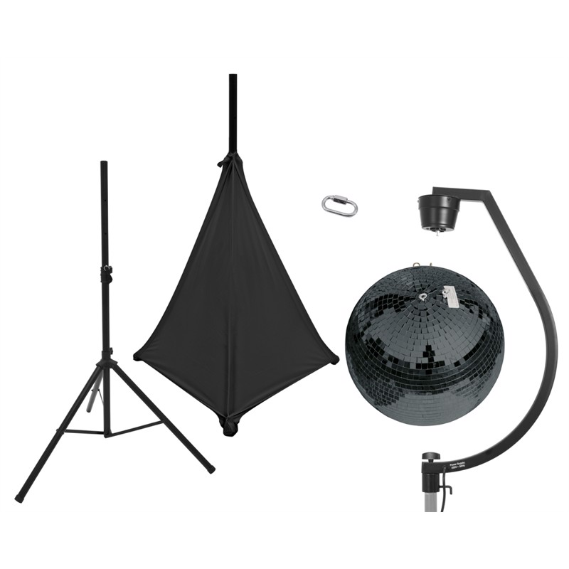 Spejlkugle Sæt  50 Cm  Sort  Med Stativ   Sort Cover