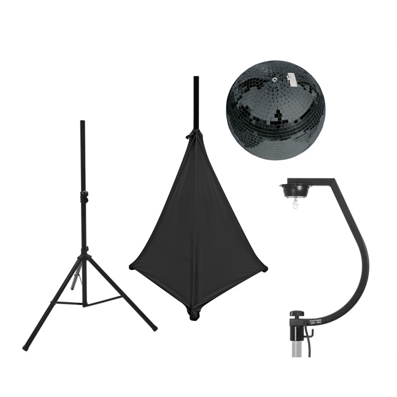 Spejlkugle Sæt  30 Cm  Sort  Med Stativ   Sort Cover
