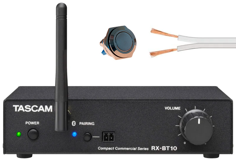 Tascam Rx-bt10 Bluetooth Modtager Bundle    Ekstern Parrings Knap