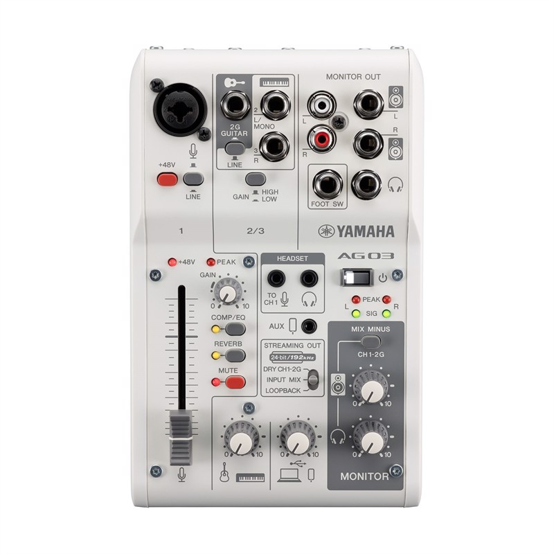 Yamaha Ag03mk2   Ch Live Streaming Mixer Med Usb   Sofware Bundled  Hvid