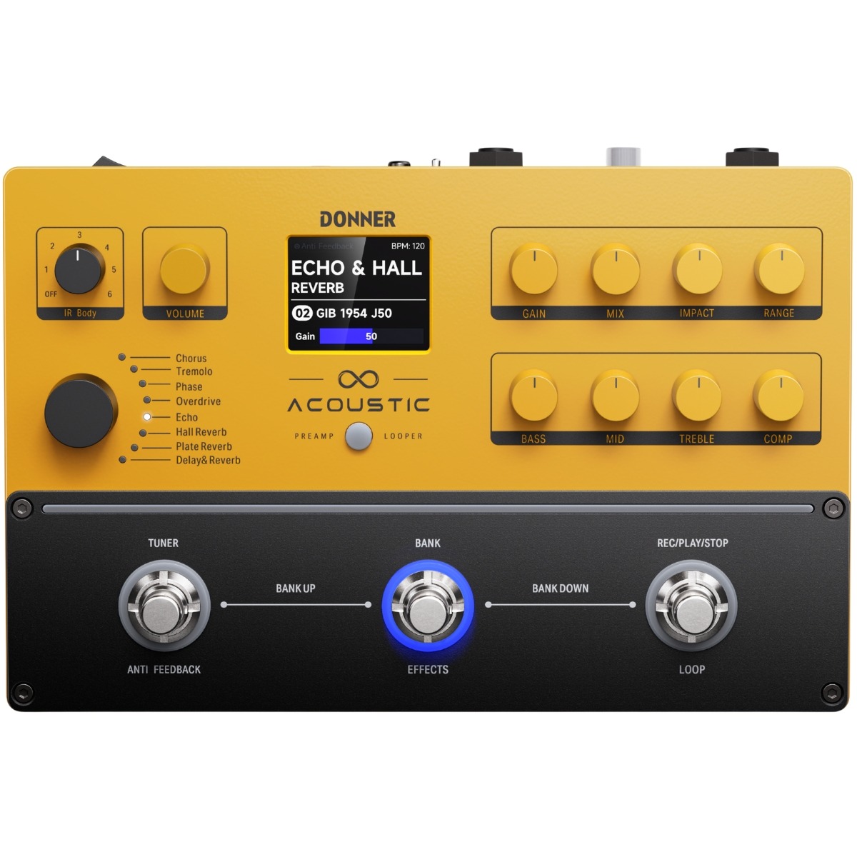 Donner Apl Akustisk Guitar-multieffekt-pedalboard